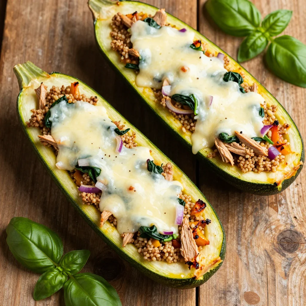 Healthy Stuffed Zucchini Boats with Quinoa and Turkey