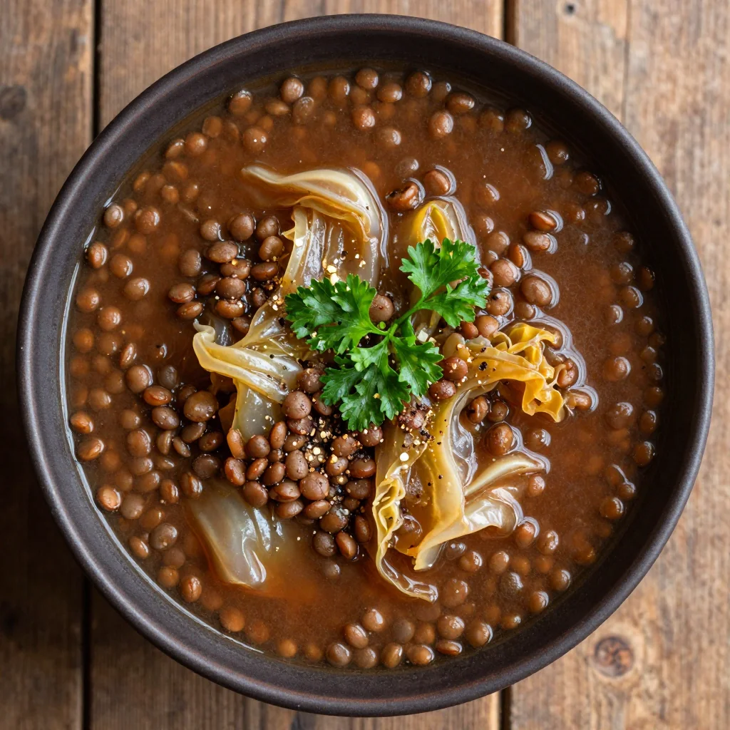 hearty lentil and cabbage soup perfect for meal prep and budget meals