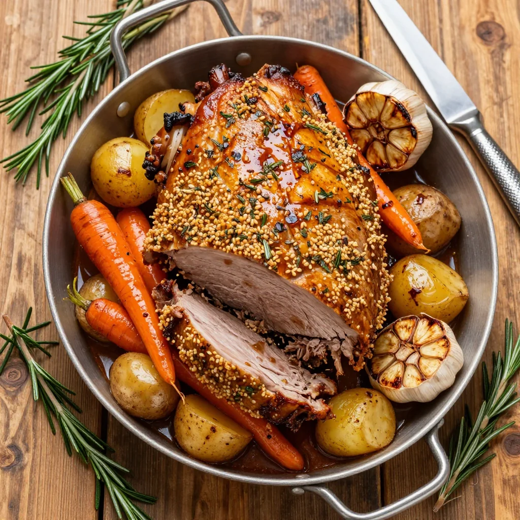 herb roasted garlic pork roast for warm christmas eve family dinner