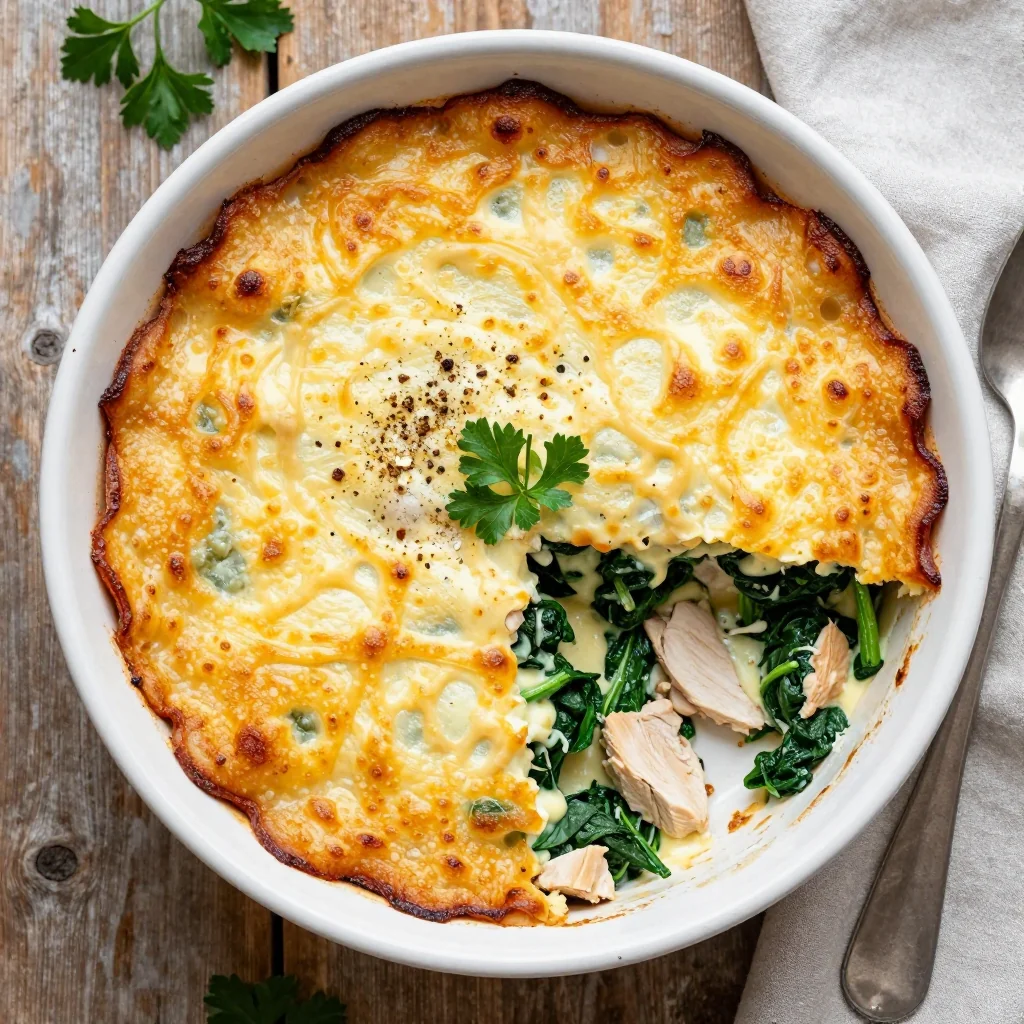 high protein chicken and spinach casserole for cold winter dinners