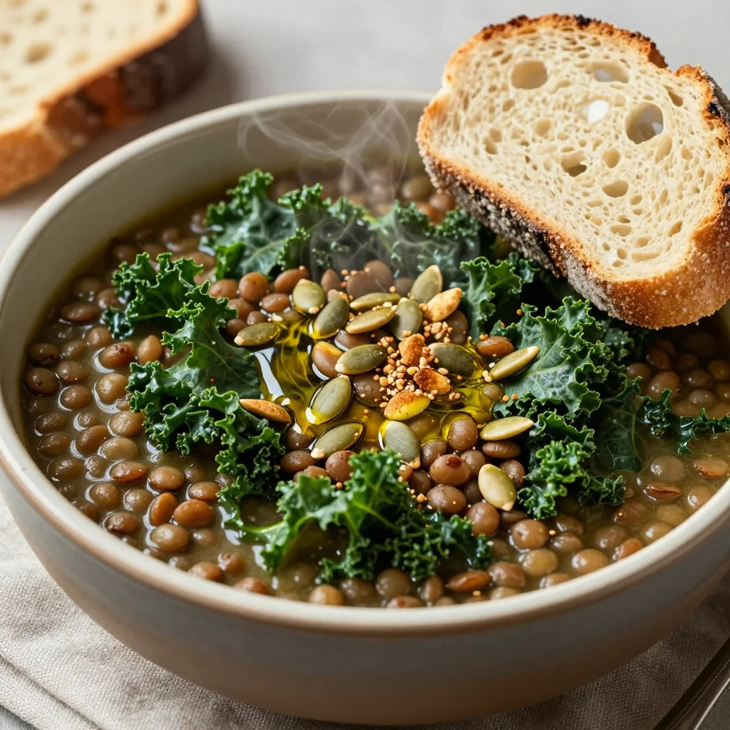 high protein lentil and kale stew for nourishing cold evenings