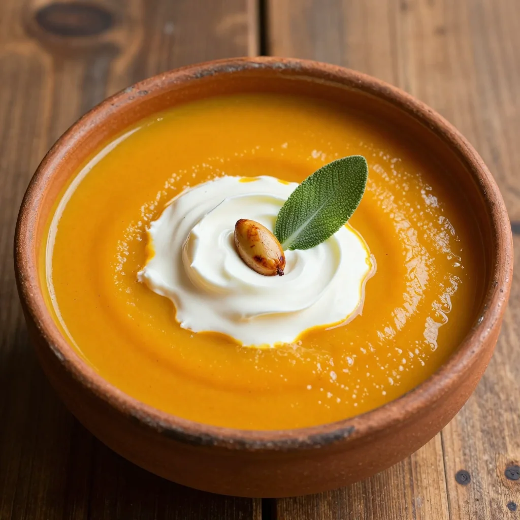 holiday spiced butternut squash soup with cinnamon and nutmeg