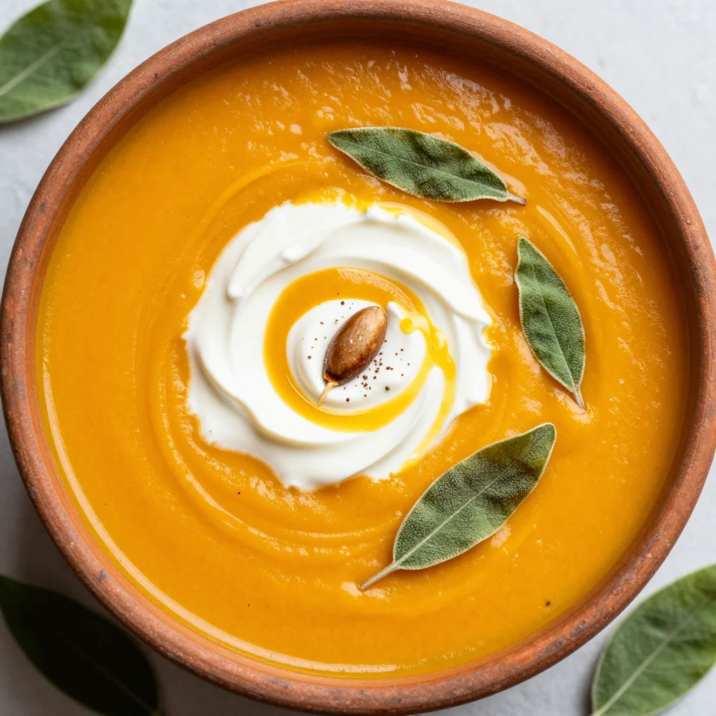 holiday spiced butternut squash soup with cinnamon and nutmeg