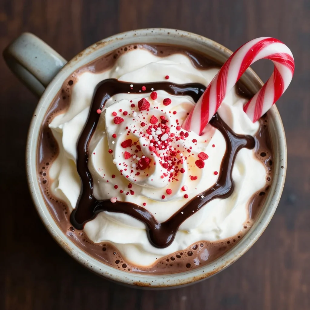 homemade peppermint hot chocolate with whipped cream for winter evenings