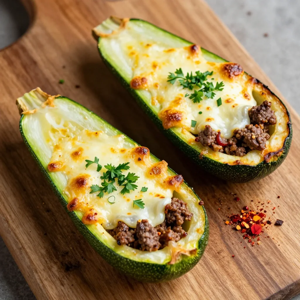 Keto Zucchini Boats with Meat for Low Carb