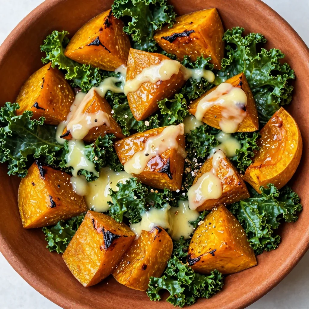 lemon garlic roasted winter squash and kale for clean eating meals