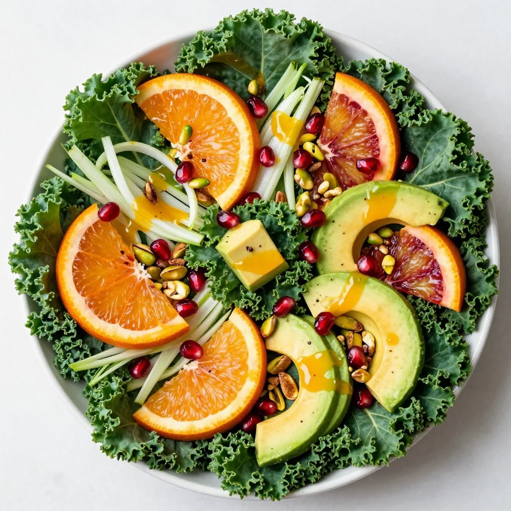 light citrus and kale salad with orange vinaigrette for new year reset
