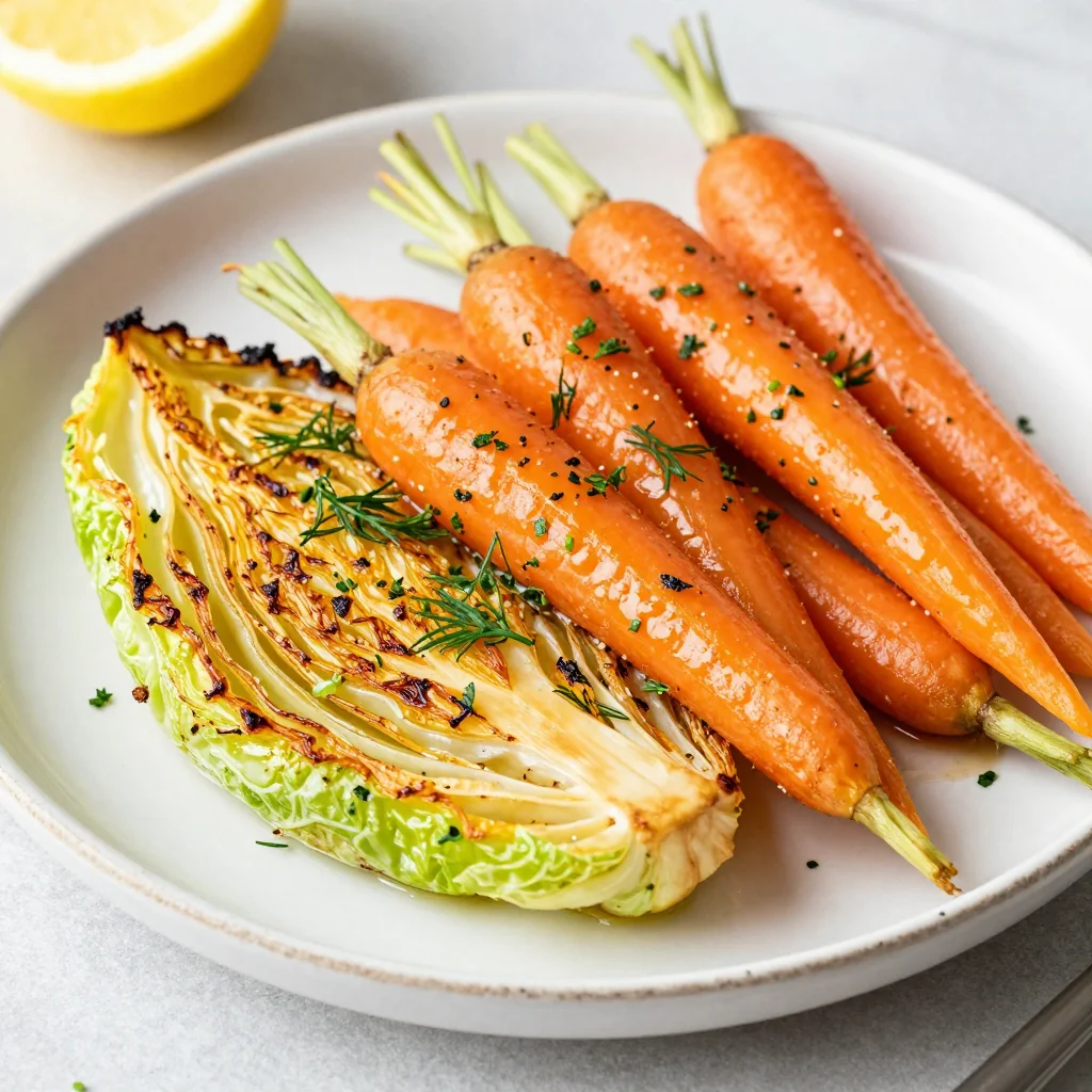 low calorie lemon roasted cabbage and carrots for detox meals