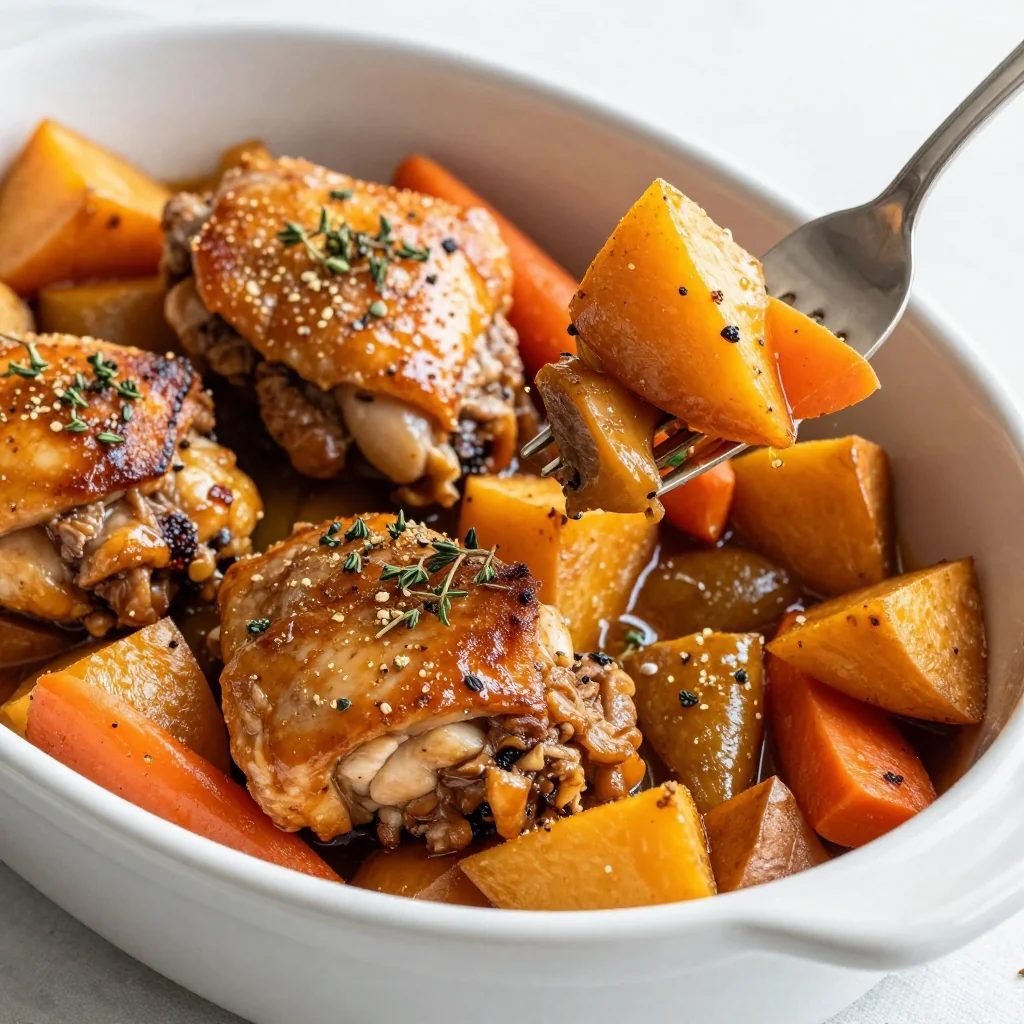 meal prep friendly chicken and root vegetable casserole for busy weeks