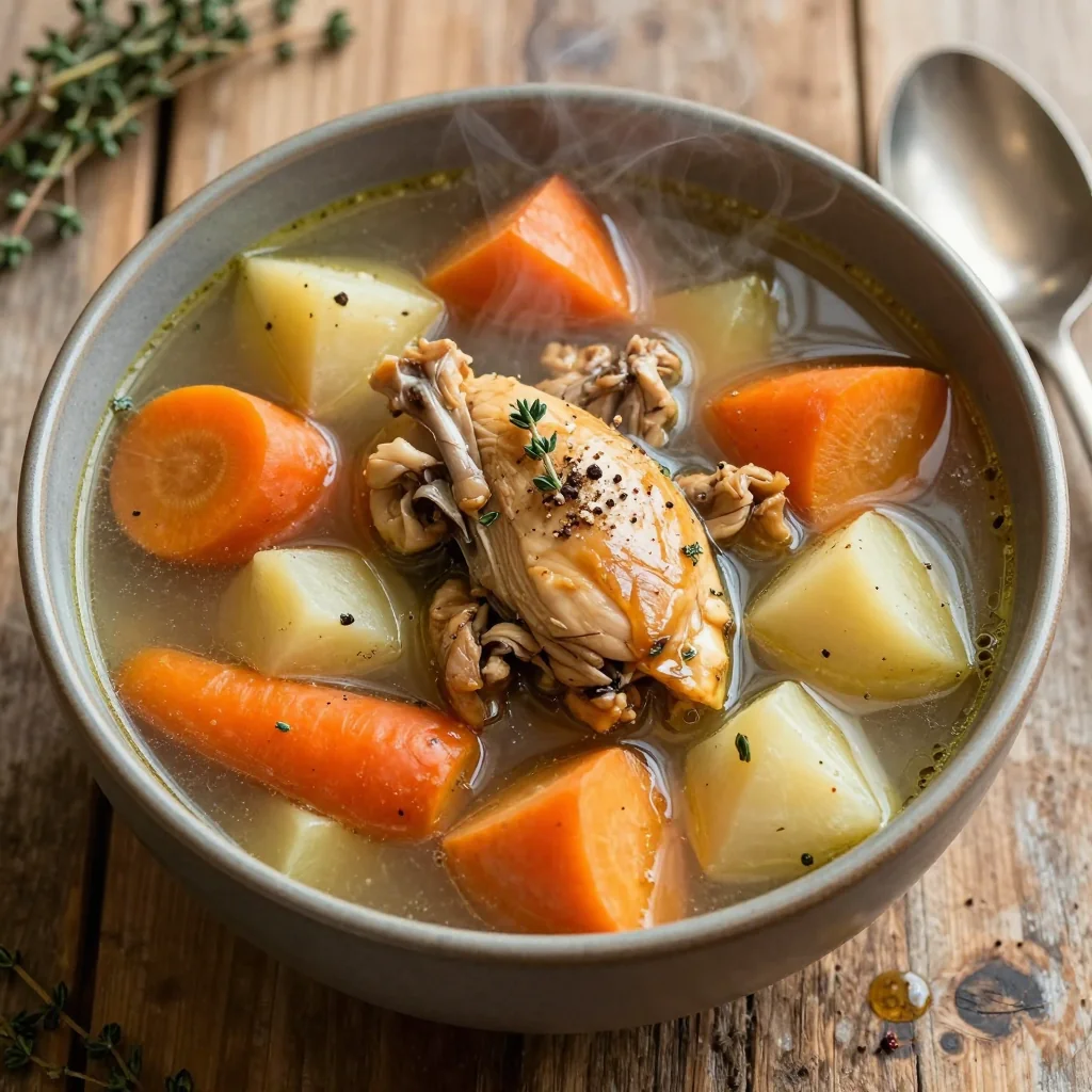 meal prep friendly chicken and root vegetable soup for busy january nights