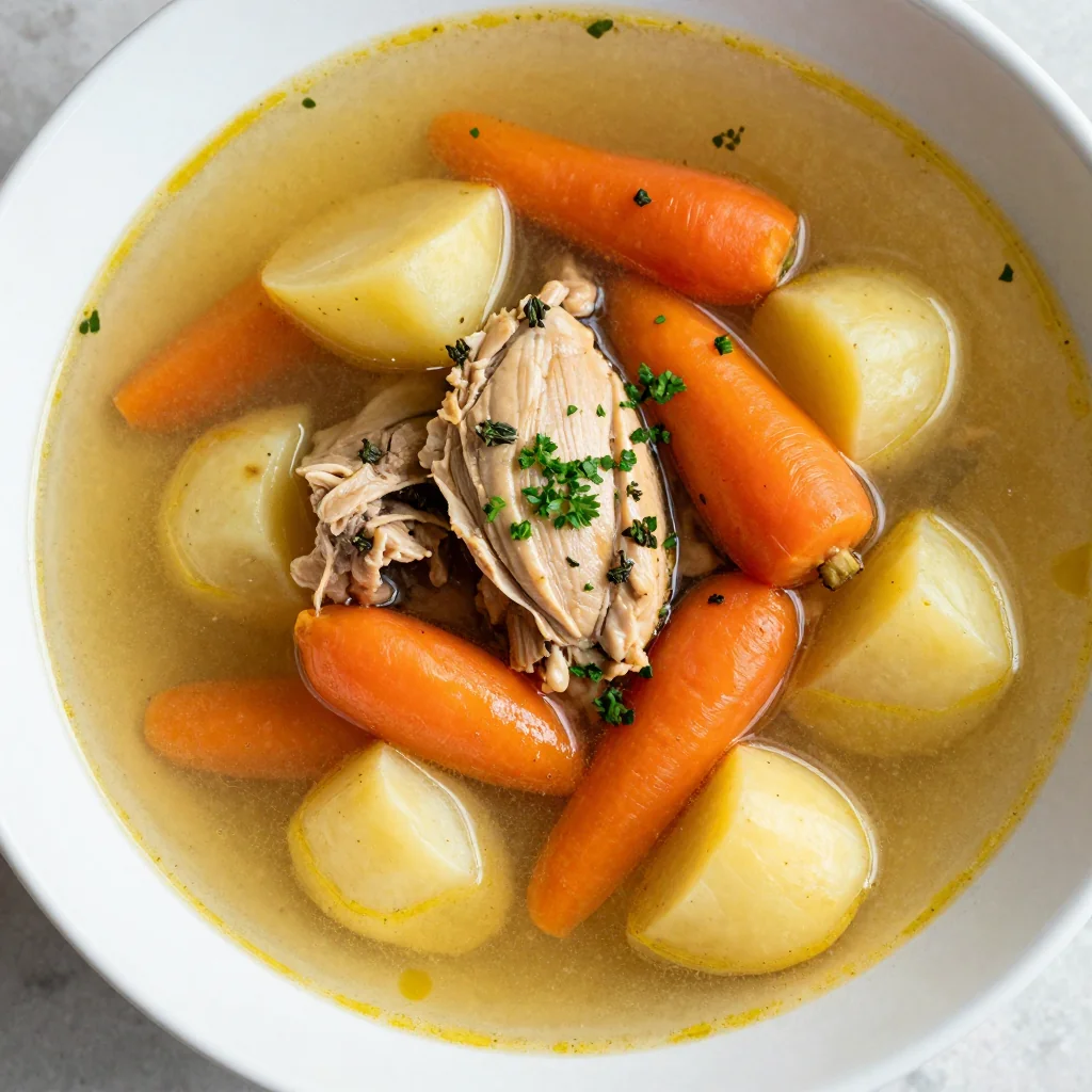meal prep friendly chicken and root vegetable soup for busy january nights