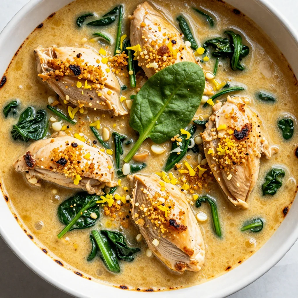 meal prep friendly chicken and spinach casserole with garlic and lemon