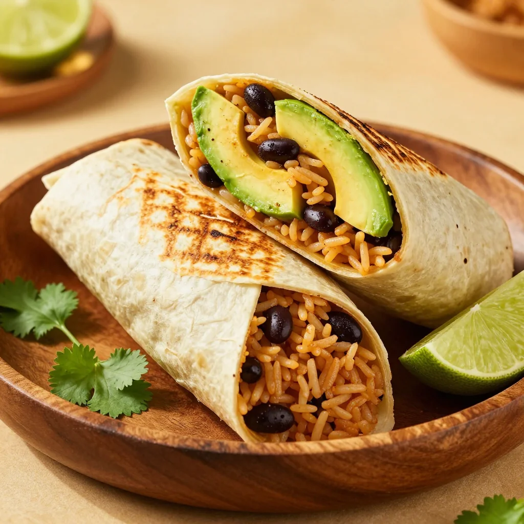 Meal Prep Veggie Burritos with Black Beans and Rice