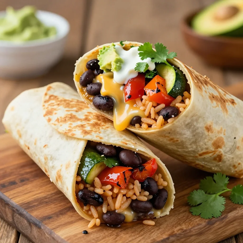 Meal Prep Veggie Burritos with Black Beans and Rice