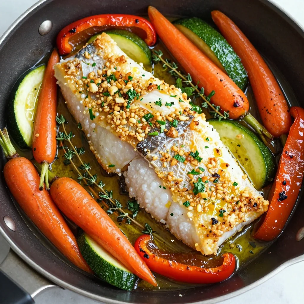 New Year Clean Eating One Pot Garlic Herb Cod with Vegetables