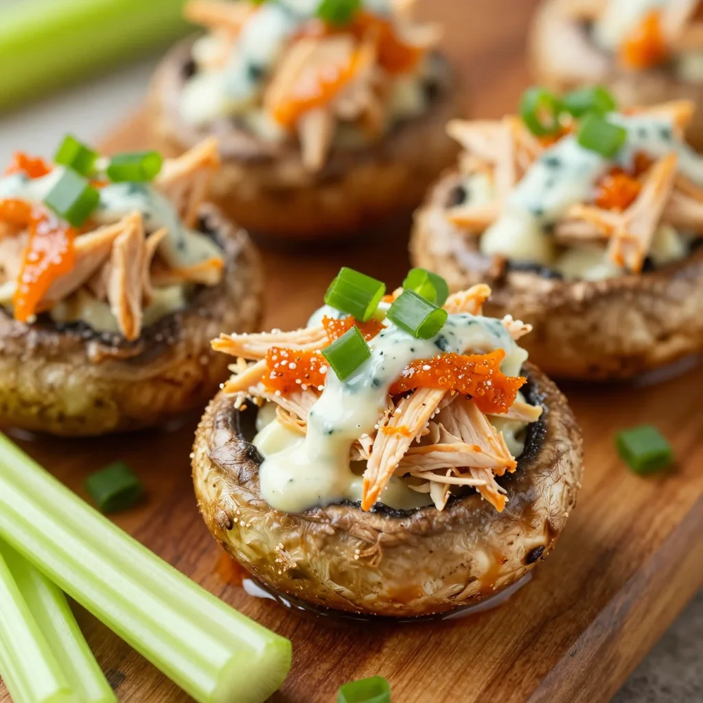NFL Buffalo Chicken Stuffed Mushrooms for Bites