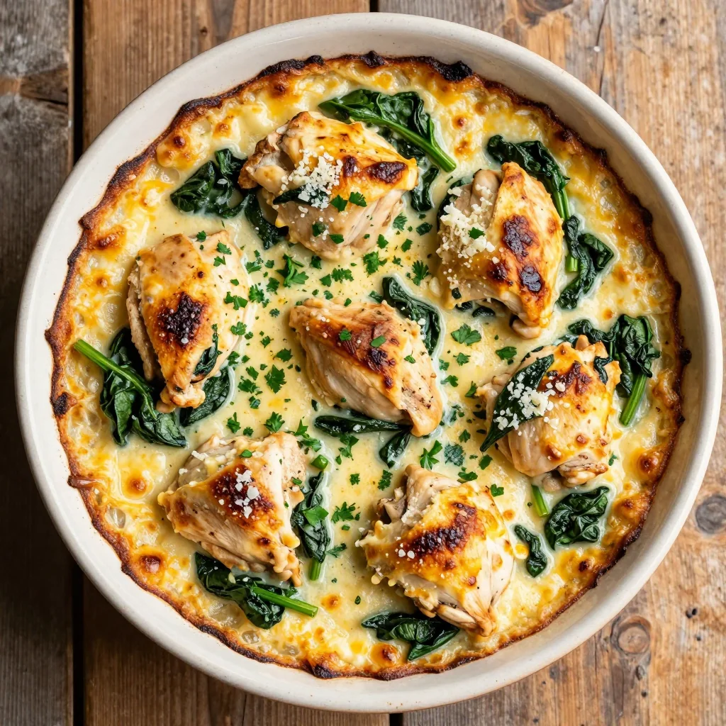 one pot chicken and spinach casserole for cozy weeknight family dinners