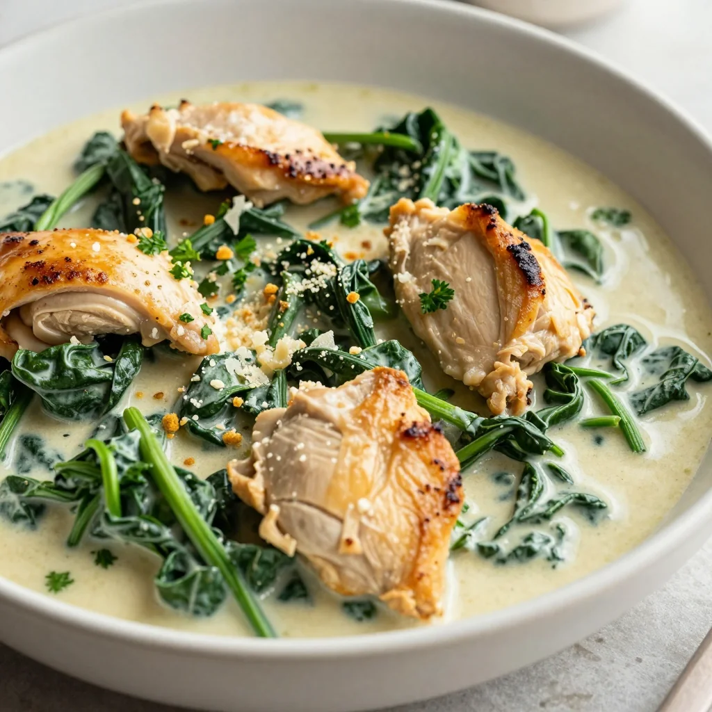 one pot chicken and spinach casserole for healthy weeknight dinners