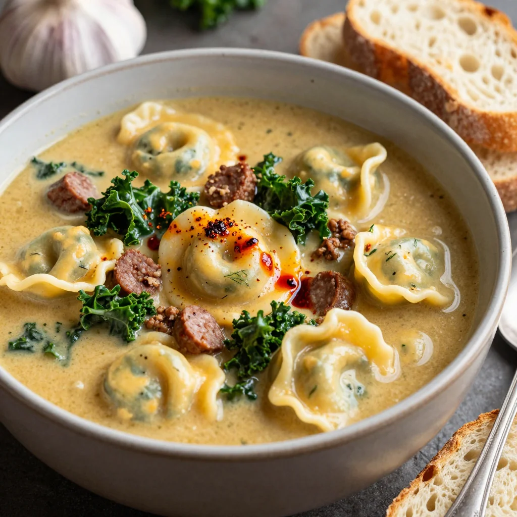 One-Pot Creamy Sausage and Tortellini Soup for Rainy Days