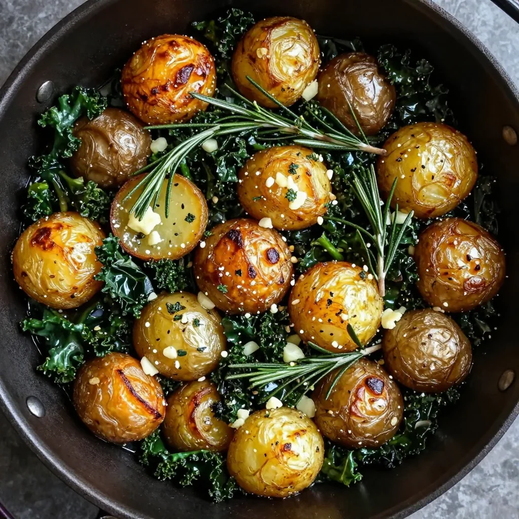 one pot garlic and herb roasted potatoes with kale for january meals
