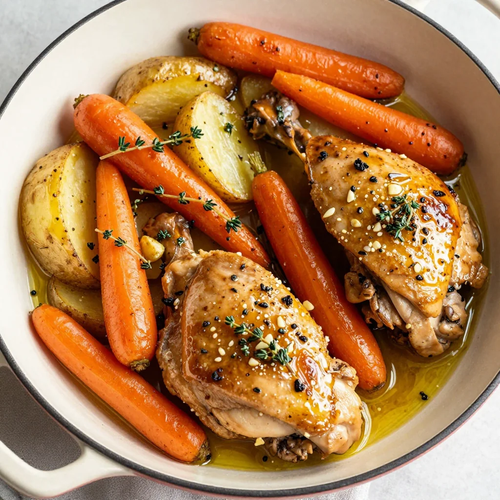 one pot garlic chicken with carrots and potatoes for meal prep
