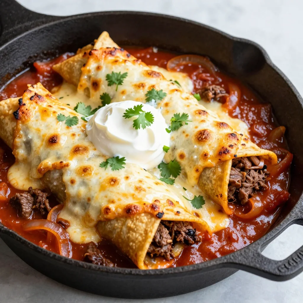One Skillet Cheesy Enchiladas for Quick Dinner