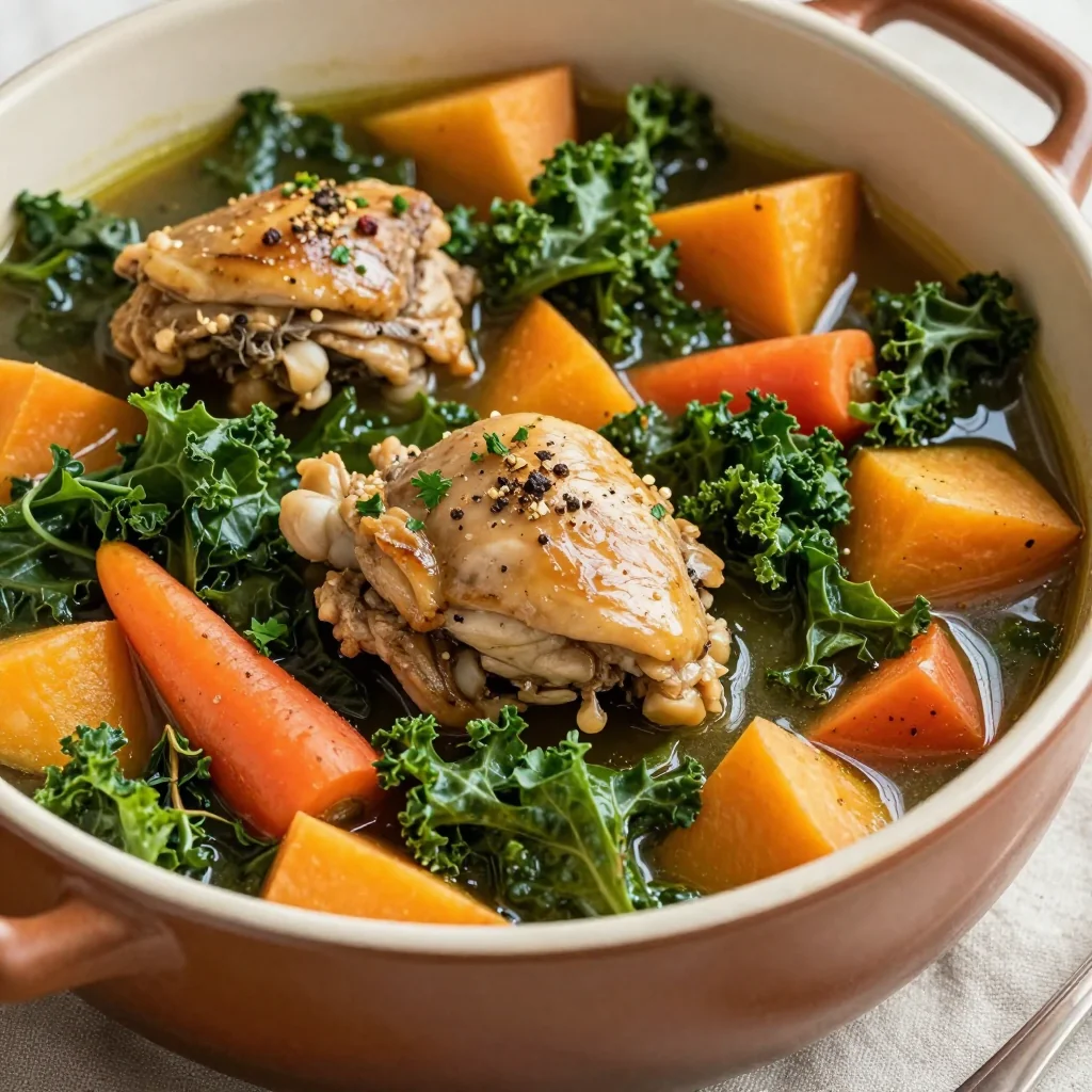 onepot chicken and kale stew with winter vegetables for healthy suppers
