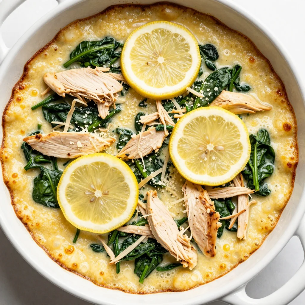 onepot chicken and spinach casserole with lemon for healthy dinners