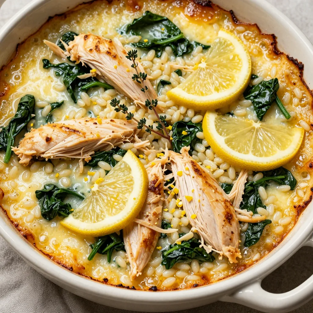 onepot chicken and spinach casserole with lemon for healthy dinners