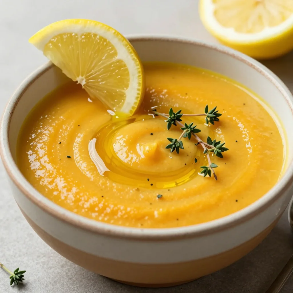 onepot garlic and lemon sweet potato soup for cozy family comfort food