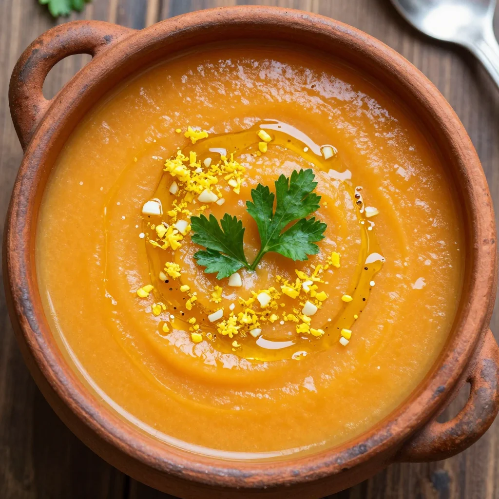 onepot garlic and lemon sweet potato soup for cozy family comfort food