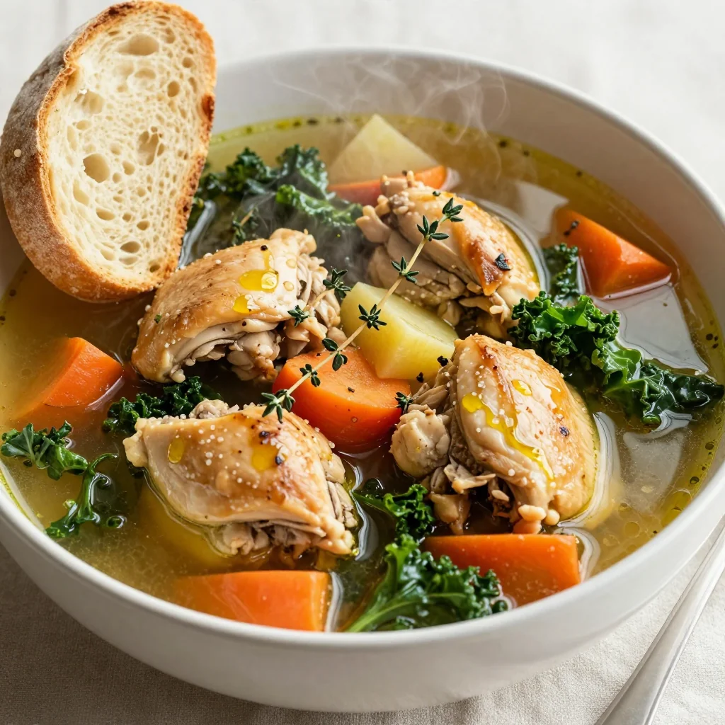 onepot garlic chicken and winter vegetable soup for cold evenings