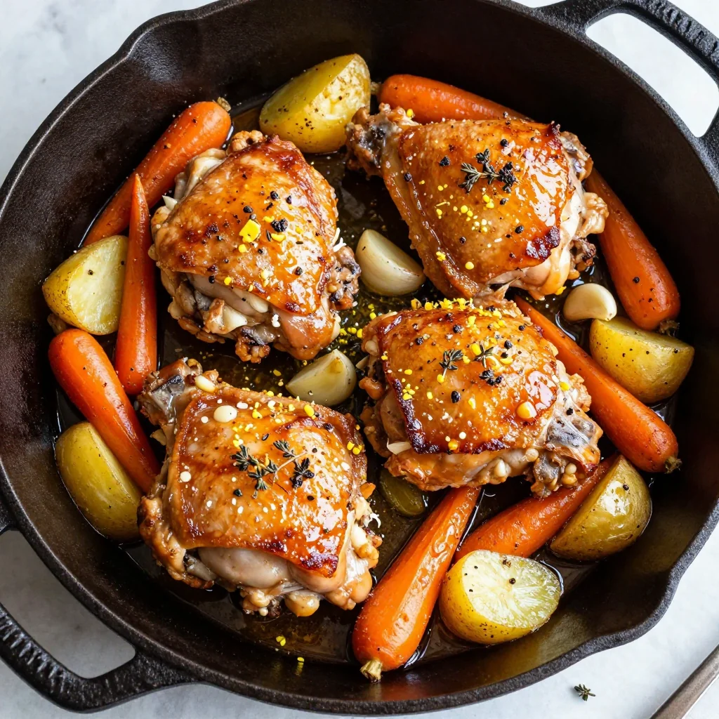 onepot garlic lemon chicken with roasted root vegetables for family meals