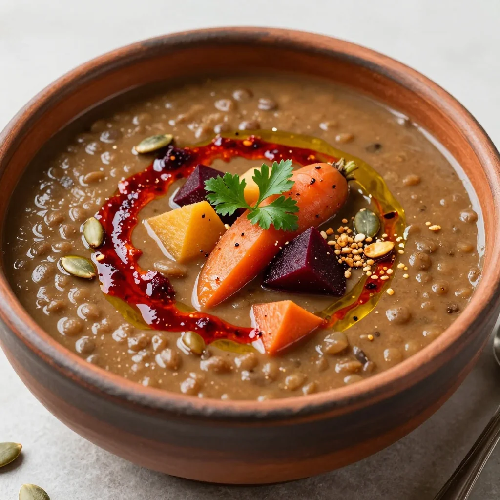 onepot lentil and roasted root vegetable soup for easy family dinners