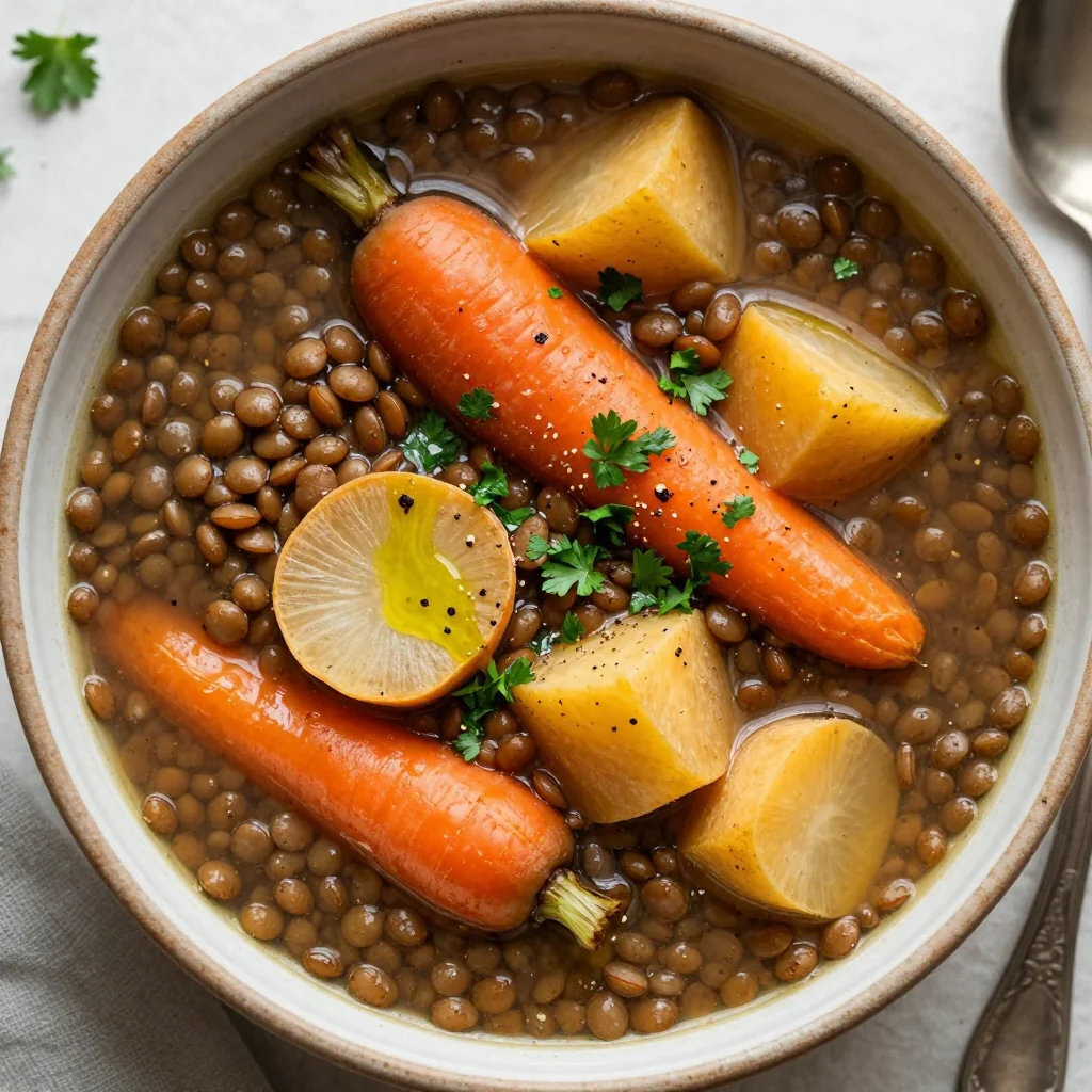 onepot lentil and roasted root vegetable soup for easy family dinners