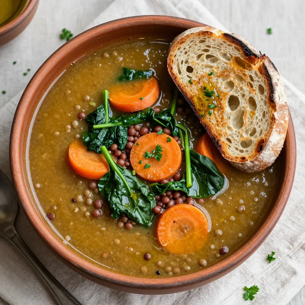 onepot lentil carrot and spinach soup for easy family dinners