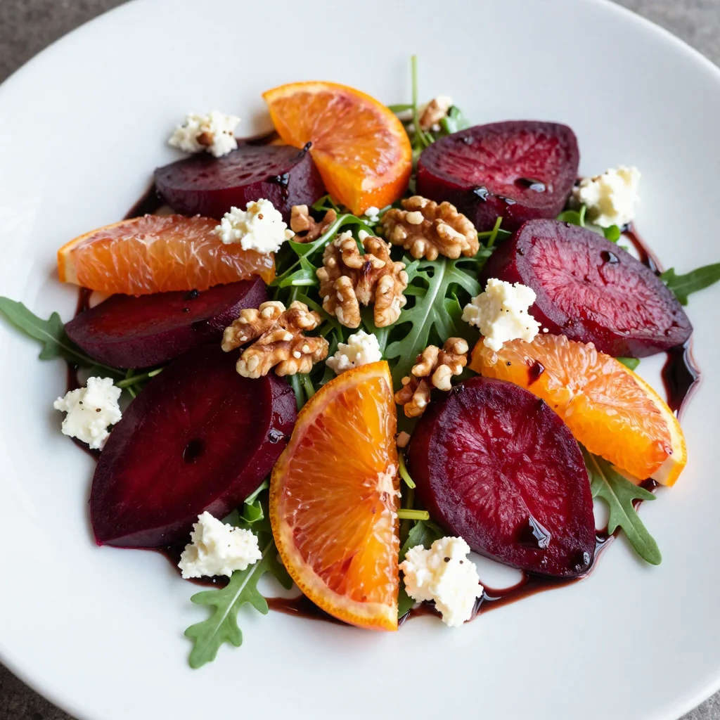 roasted beet and citrus salad with walnuts and feta cheese