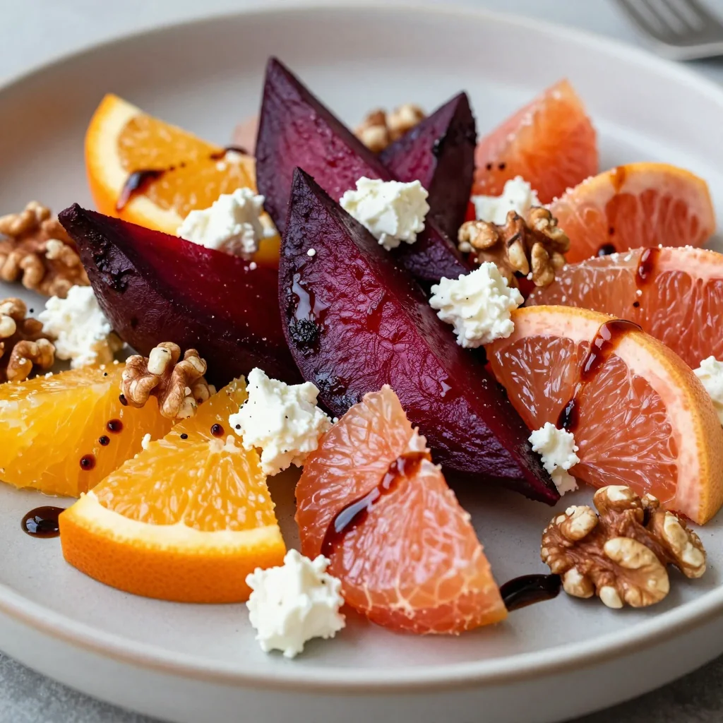 roasted beet and citrus salad with walnuts and feta cheese