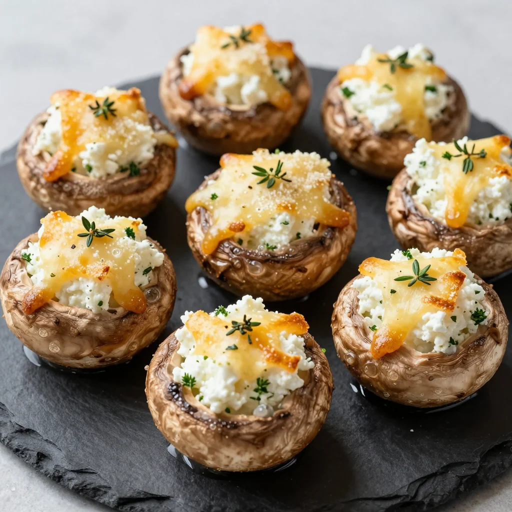 savory herb and cheese stuffed mushrooms for new years eve parties