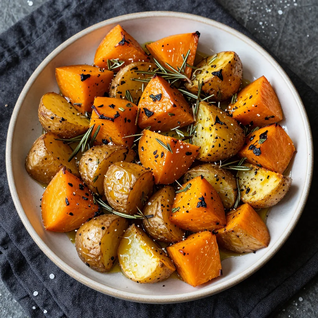 savory herb roasted winter squash and potatoes for family dinners