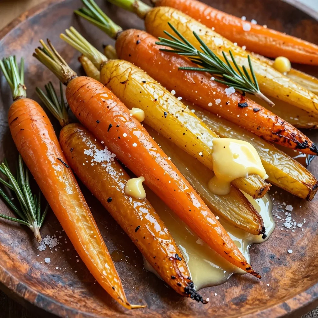 savory roasted root vegetables with rosemary and garlic butter