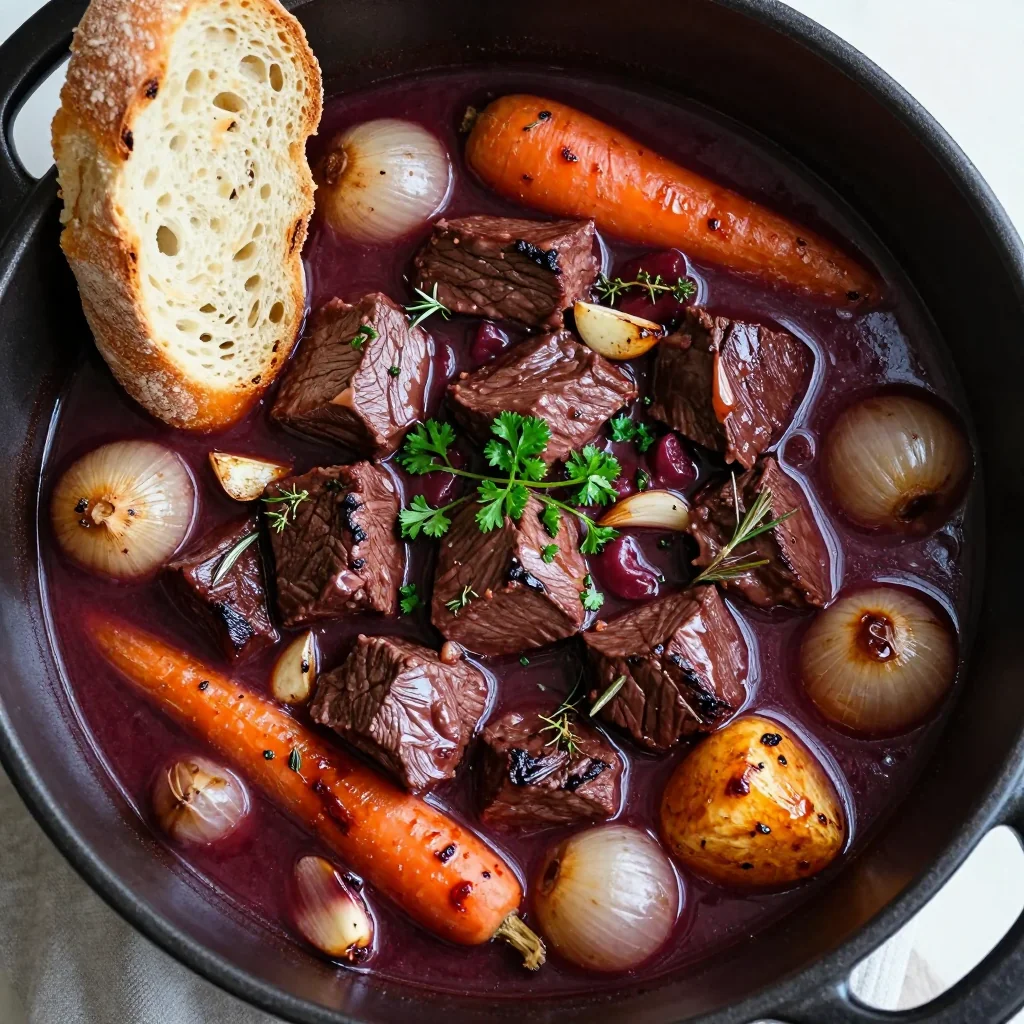 slow cooker beef bourguignon with root vegetables for cozy dinners