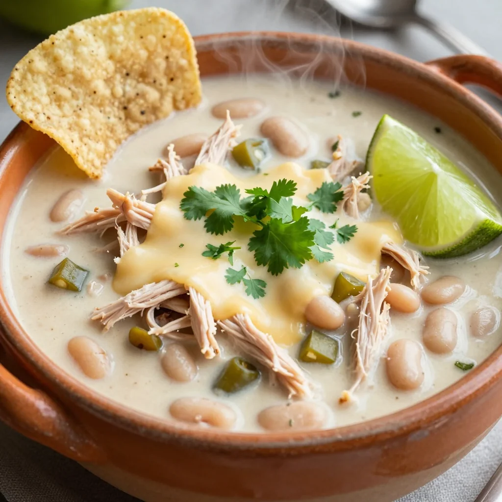 Slow Cooker Creamy White Chicken Chili for January Parties