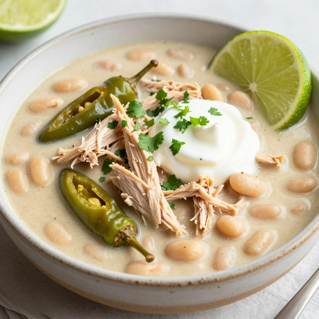 Slow Cooker Creamy White Chicken Chili for January Parties
