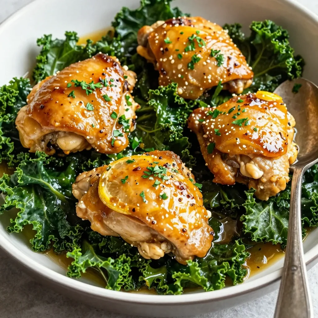 slow cooker lemon garlic chicken with kale for healthy winter meals