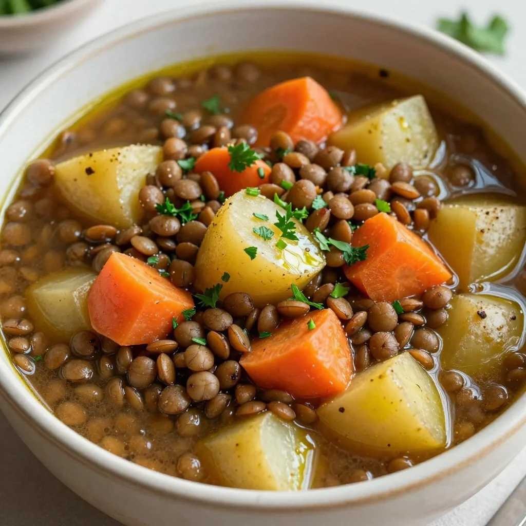 slow cooker lentil and root veggie stew packed with protein for families