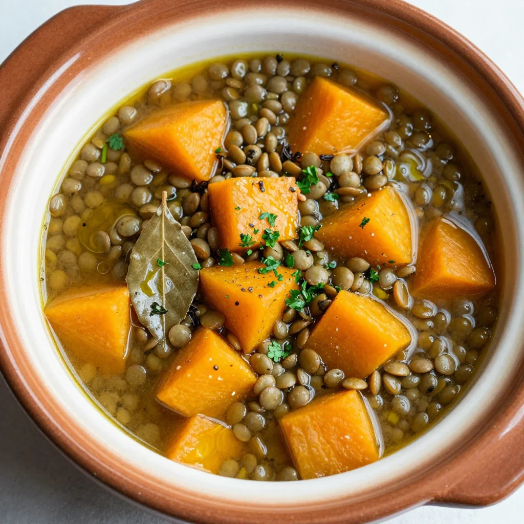slow cooker lentil and winter squash stew for budget friendly dinners
