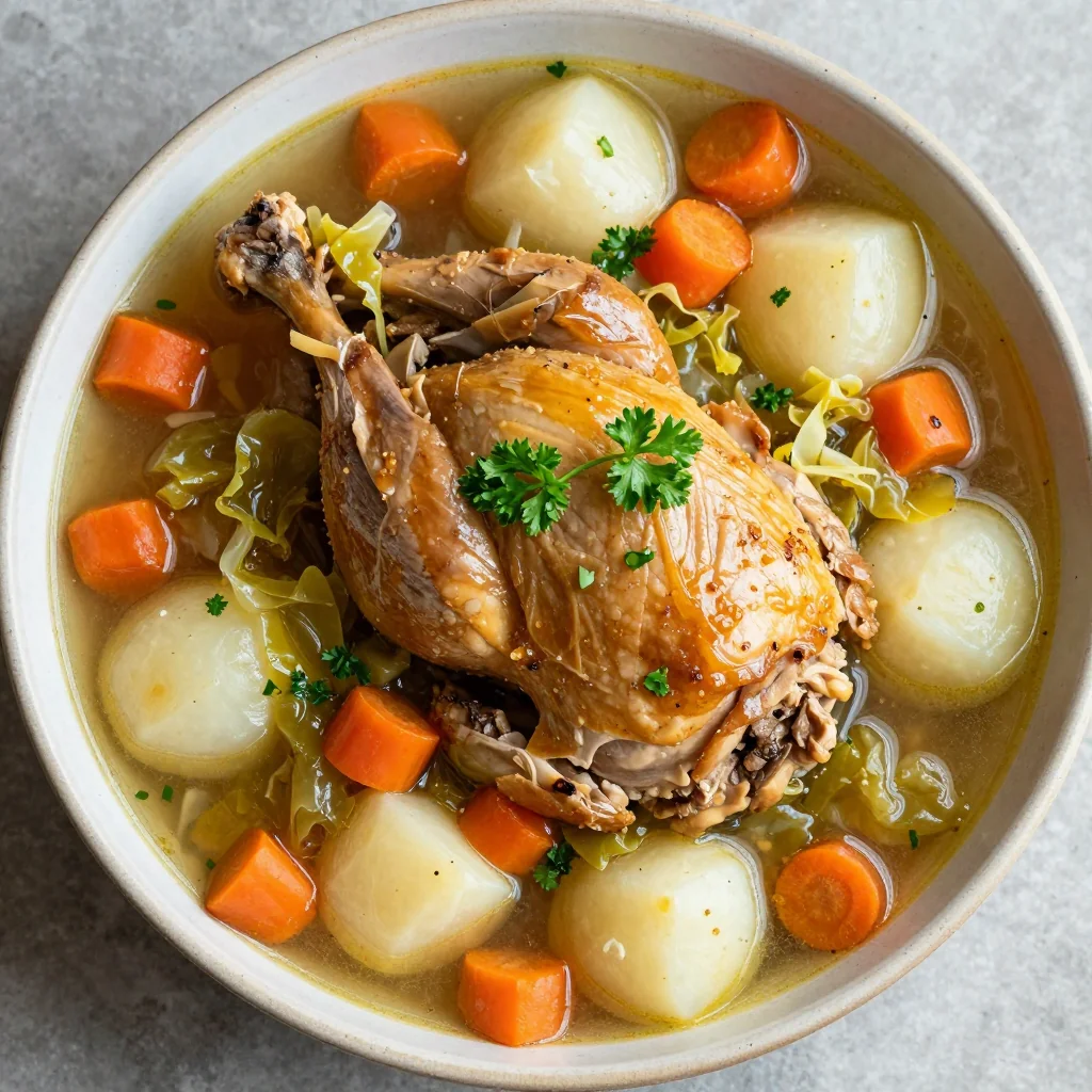 slow cooker turkey and turnip stew with cabbage and carrots
