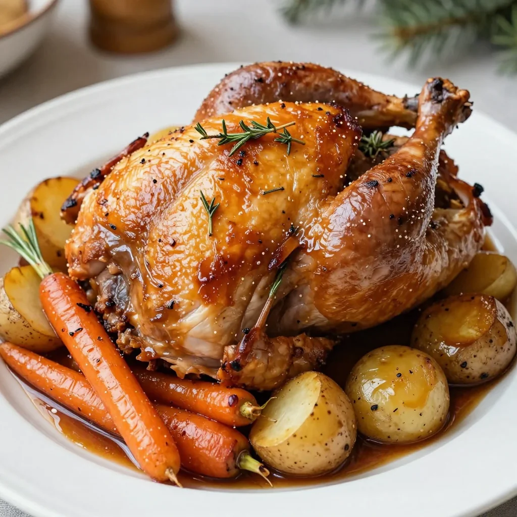 slow roast herb turkey breast with root vegetables for holiday feasts