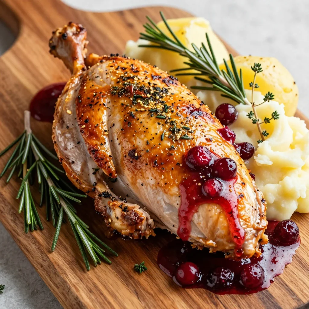 slowroasted herbcrusted turkey with cranberry sauce for holiday feasts
